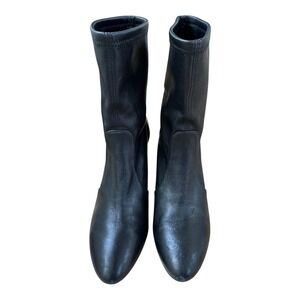 Stuart Weitzman Sleek 85 Black Leather Sock Boot 6.5 | MSRP $595